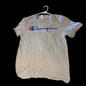 Champion Heather Gray Men's Tee with Blue Logo